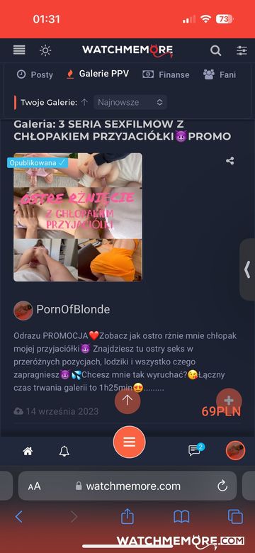 Zdjęcie z posta PornOfBlonde: Moje ostre galerie ppv na promocji -50% czekają na ciebie i Twoją spermę, musisz je zobaczyć (1/2)